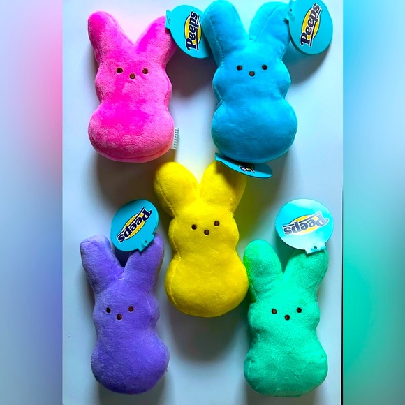 NEW! Peeps Squad Easter Bunnies Plush Set (Includes Felt Basket And 5 Peeps)-NWT - Picture 1 of 4